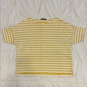Petit Bateau Women's Striped Box Tee in Yellow x White Size S